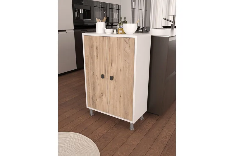 Flerbruks Kapasitetskap Sourav Atlantisk Furu / Hvit - Brun/Hvit - Oppbevaring - Oppbevaringsmøbler - Kommode