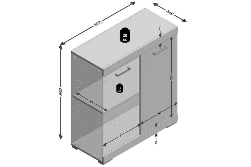 FMD Skap med 2 dører 80x34,9x89,9 cm eik - - Entrekommode - Kommode FMD Skap med 2 dører 80x34,9x89,9 cm eik - - Entrekommode - Kommode