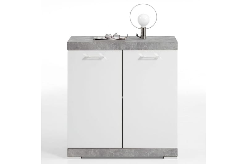 FMD Skap med 2 dører 80x34,9x89,9 cm hvit og betong - Entrekommode - Kommode - Entreoppbevaring FMD Skap med 2 dører 80x34,9x89,9 cm hvit og betong - Entrekommode - Kommode - Entreoppbevaring