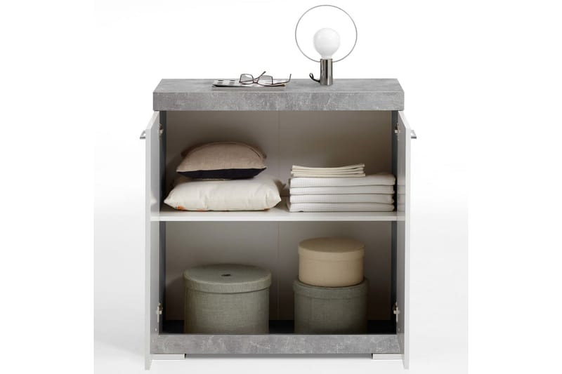 FMD Skap med 2 dører 80x34,9x89,9 cm hvit og betong - Entrekommode - Kommode - Entreoppbevaring FMD Skap med 2 dører 80x34,9x89,9 cm hvit og betong - Entrekommode - Kommode - Entreoppbevaring