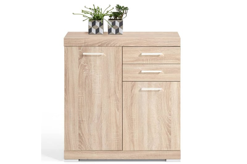 FMD Skap med 2 dører og 2 skuffer 80x34,9x89,9 cm eik -   - Entrekommode - Kommode