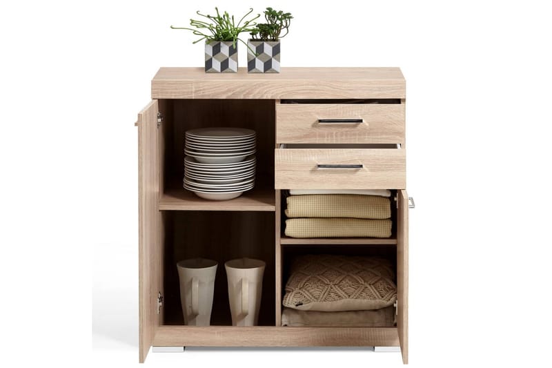 FMD Skap med 2 dører og 2 skuffer 80x34,9x89,9 cm eik - - Entrekommode - Kommode FMD Skap med 2 dører og 2 skuffer 80x34,9x89,9 cm eik - - Entrekommode - Kommode