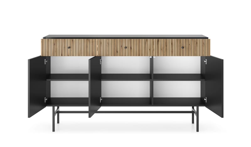 Francisca Kommode 155 cm - Svart/Eik - Oppbevaring - Oppbevaringsmøbler - Kommode