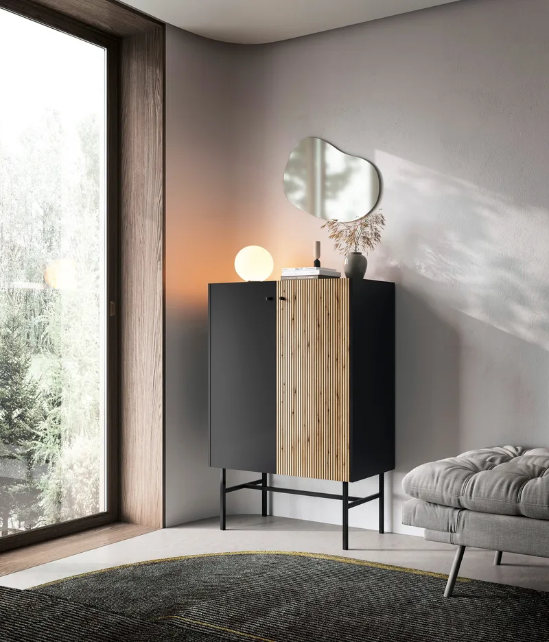 Francisca Kommode 93 cm - Svart/Eik - Oppbevaring - Oppbevaringsmøbler - Kommode