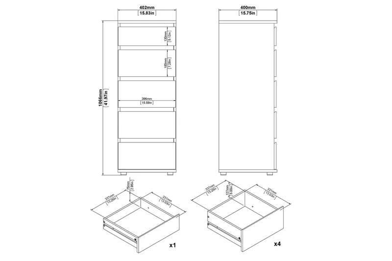 Fusterla Kommode Kommode cm - Hvit - Oppbevaring - Oppbevaringsmøbler - Kommode