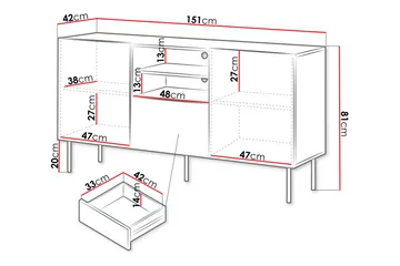 Kommode Hammarstrand 151 cm - Valnøtt - Oppbevaring - Oppbevaringsmøbler - Kommode