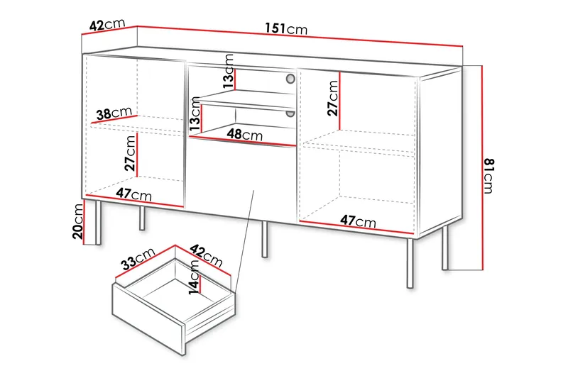 Kommode Hammarstrand 151 cm - Valnøtt - Oppbevaring - Oppbevaringsmøbler - Kommode