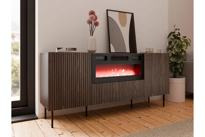 Kommode Hammarstrand 181 cm - Valnøtt - Interiør - Peis - Peis uten pipe - El-peiser