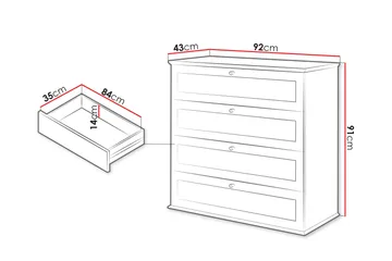 Hammerdal Kommode 92 cm - Hvit/Eik - Oppbevaring - Oppbevaringsmøbler - Kommode