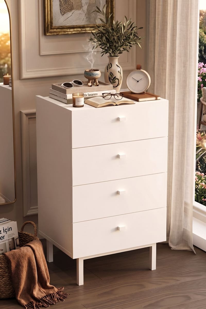 Kommode Hanah Home Luke (47,9 x 80,1 x 36,8 cm) Hvit - Hvit - Oppbevaring - Oppbevaringsmøbler - Kommode