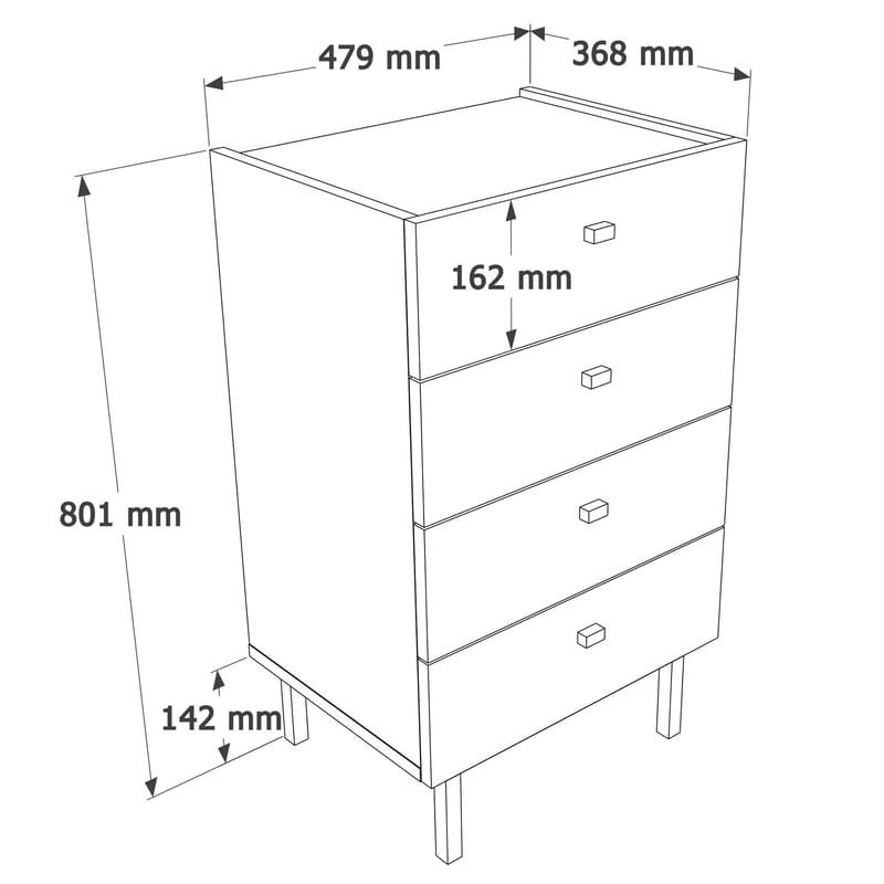 Kommode Hanah Home Luke (47,9 x 80,1 x 36,8 cm) Hvit - Hvit - Oppbevaring - Oppbevaringsmøbler - Kommode