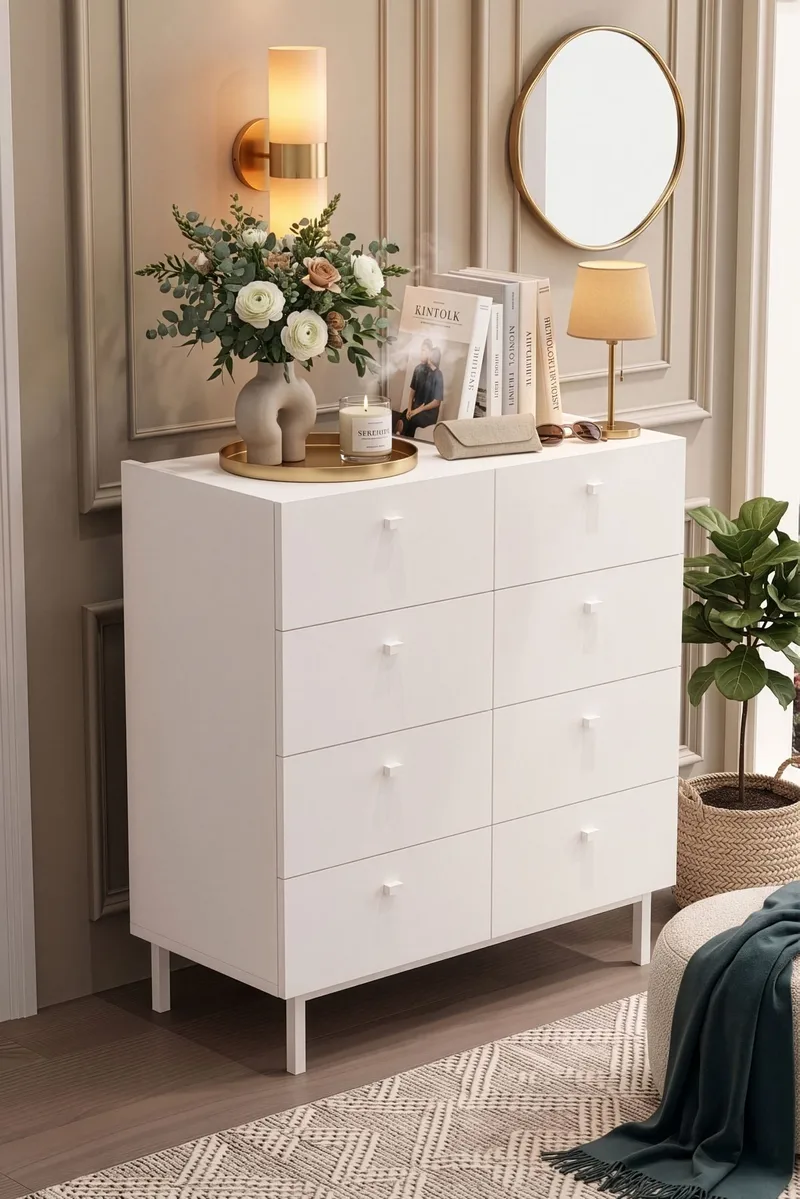 Kommode Hanah Home Luke (89,4 x 93,1 x 41,8 cm) Hvit - Hvit - Oppbevaring - Oppbevaringsmøbler - Kommode