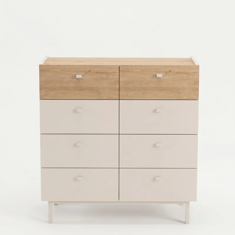 Kommode Hanah Home Luke (89,4 x 93,1 x 41,8 cm) Sand eik, Sand eik