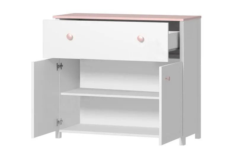 Hilts Byrå 110x90 cm Vit||Pink - Oppbevaring - Oppbevaringsmøbler - Kommode