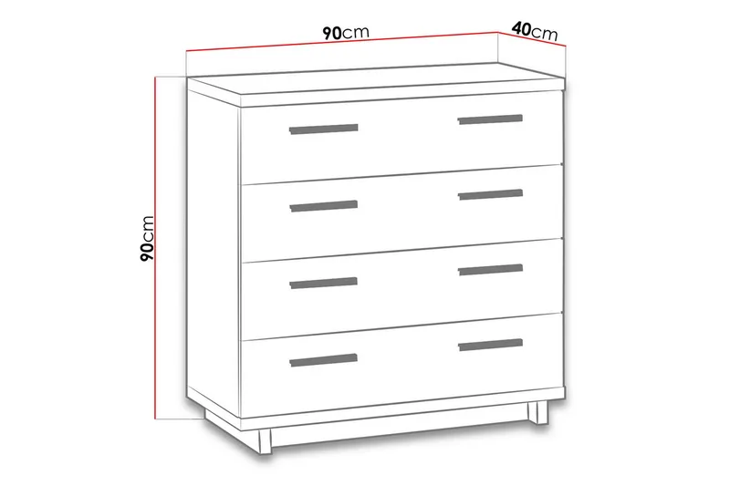 Ines Kommode 40x90 cm - Eik/Svart - Oppbevaring - Oppbevaringsmøbler - Kommode