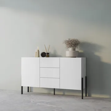 Kommode Jukon 2 dører med 3 skuffer - Hvit Supermatt, 154 cm - Oppbevaring - Oppbevaringsmøbler - Sideboard & skjenk