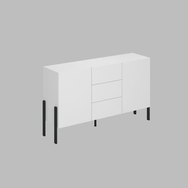 Kommode Jukon 2 dører med 3 skuffer, Hvit Supermatt, 154 cm