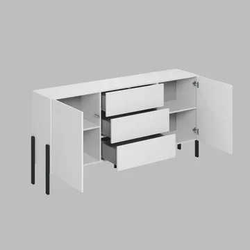 Kommode Jukon 2 dører med 3 skuffer - Hvit Supermatt, 184 cm - Oppbevaring - Oppbevaringsmøbler - Sideboard & skjenk