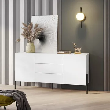 Kommode Jukon 2 dører med 3 skuffer - Hvit Supermatt, 184 cm - Oppbevaring - Oppbevaringsmøbler - Sideboard & skjenk