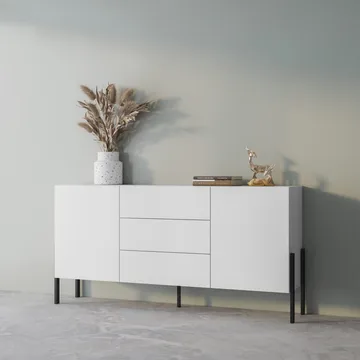 Kommode Jukon 2 dører med 3 skuffer - Hvit Supermatt, 184 cm - Oppbevaring - Oppbevaringsmøbler - Sideboard & skjenk
