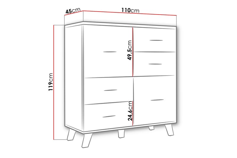 Kardos Kommode 45x110 cm - Natur/Svart - Oppbevaring - Oppbevaringsmøbler - Kommode