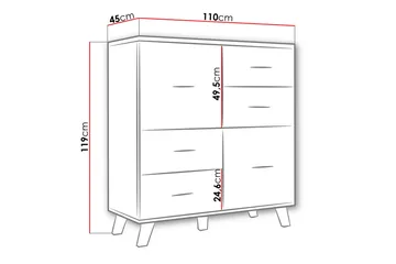 Kardos Kommode 45x110 cm - Natur/Svart - Oppbevaring - Oppbevaringsmøbler - Kommode