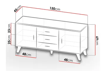 Kardos Kommode 45x150 cm - Natur/Svart - Oppbevaring - Oppbevaringsmøbler - Kommode