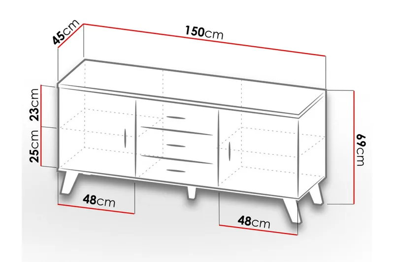 Kardos Kommode 45x150 cm - Natur/Svart - Oppbevaring - Oppbevaringsmøbler - Kommode