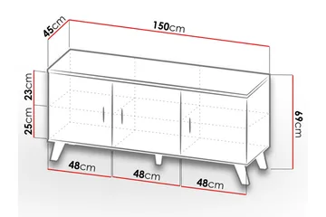 Kardos Kommode 45x150 cm - Natur/Svart - Oppbevaring - Oppbevaringsmøbler - Kommode