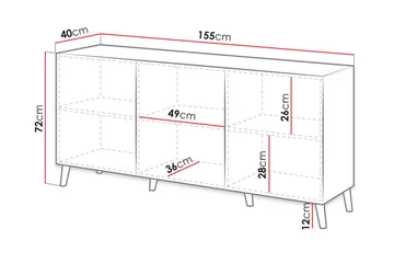 Kommode 155 cm - Rosa/Svart - Oppbevaring - Oppbevaringsmøbler - Kommode