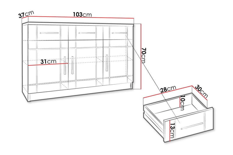 Kommode Carvin 37x104 cm - Natur - Kommode - Entrekommode - Entreoppbevaring