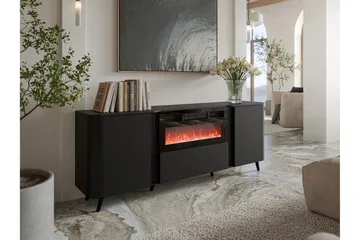 Kommode Clement 200 cm - Svart - Interiør - Peis - Peis uten pipe - El-peiser