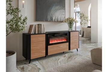 Kommode Clement 200 cm - Svart/Brun - Interiør - Peis - Peis uten pipe - El-peiser