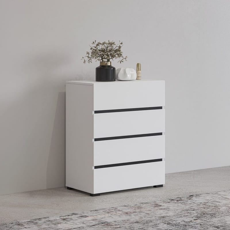 Kommode Cross med 4 skuffer - Hvit - Oppbevaring - Oppbevaringsmøbler - Kommode