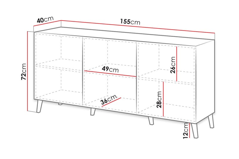 Kommode Demjen 40x155 cm - Svart - Oppbevaring - Oppbevaringsmøbler - Kommode