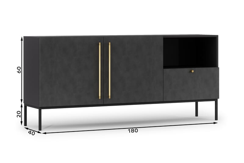 Kommode Emika 180 cm - Svart - Oppbevaring - Oppbevaringsmøbler - Kommode
