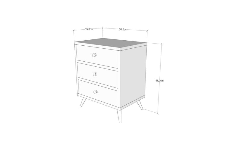 Kommode Flempton 50 cm - Hvit | Valnøtt - Oppbevaring - Oppbevaringsmøbler - Kommode