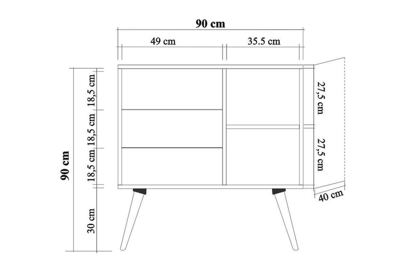 Kommode Gillberga 90 cm - Brun - Kommode - Entrekommode - Entreoppbevaring