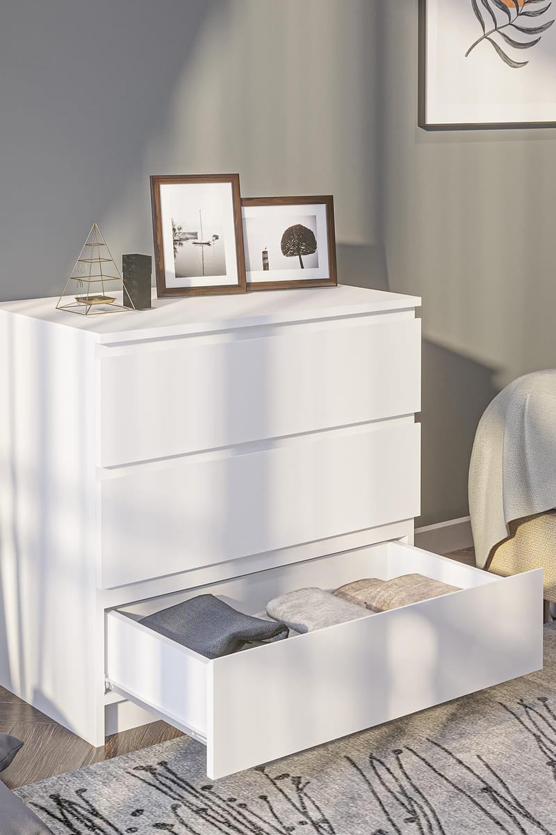 Kommode Hanah Home Derinkuyu 3 (80 x 77,5 x 48 cm) Hvit - Oppbevaring - Oppbevaringsmøbler - Kommode