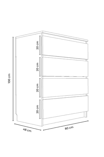 Kommode Hanah Home Derinkuyu 4 (80 x 100 x 48 cm) Sonomo eik - Oppbevaring - Oppbevaringsmøbler - Kommode