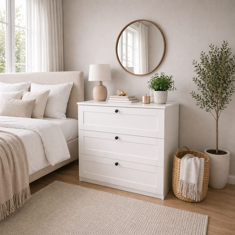 Kommode Hanah Home Lucas (80 x 7,5 x 42,5 cm) Hvit - Hvit - Oppbevaring - Oppbevaringsmøbler - Kommode