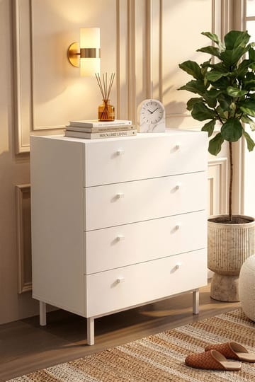 Kommode Hanah Home Luke (80 x 93,1 x 41,8 cm) Hvit - Hvit - Oppbevaring - Oppbevaringsmøbler - Kommode