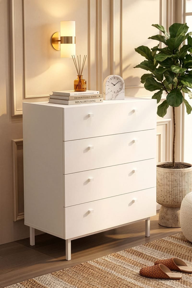 Kommode Hanah Home Luke (80 x 93,1 x 41,8 cm) Hvit - Hvit - Oppbevaring - Oppbevaringsmøbler - Kommode