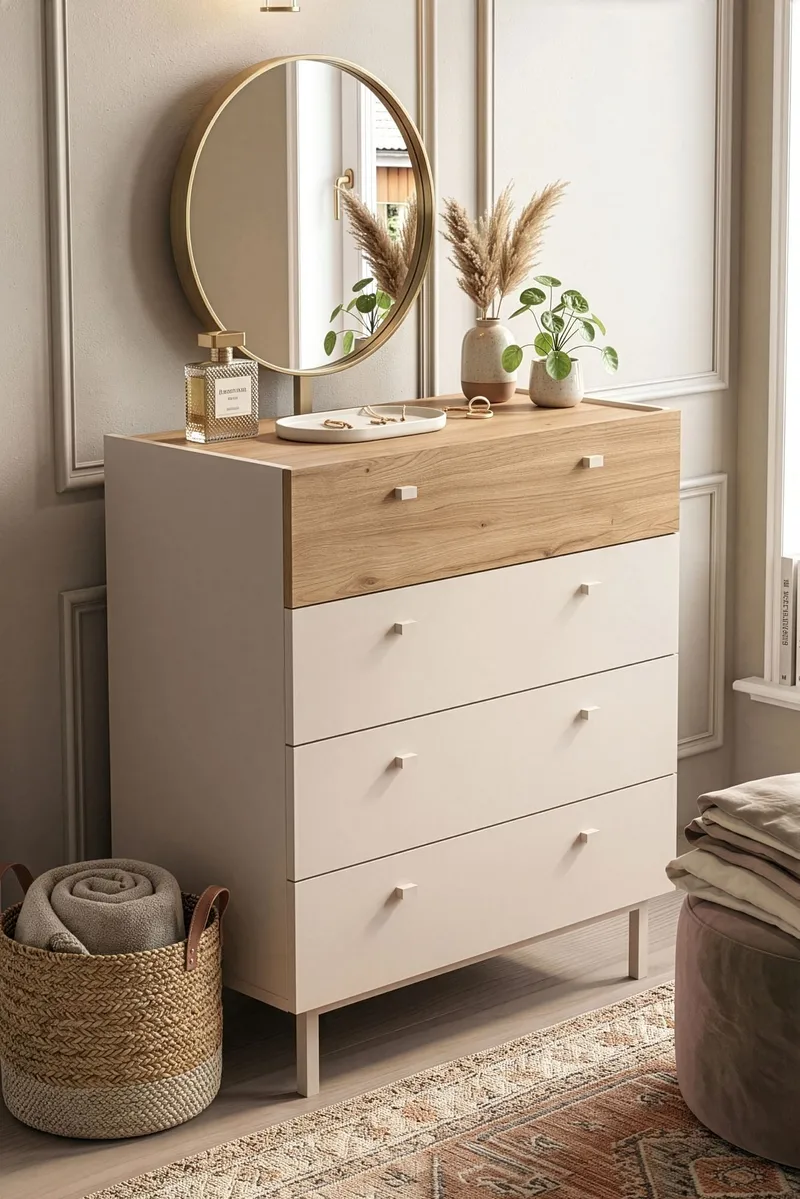Kommode Hanah Home Luke (80 x 93,1 x 41,8 cm) Sand eik - Sand eik - Oppbevaring - Oppbevaringsmøbler - Kommode
