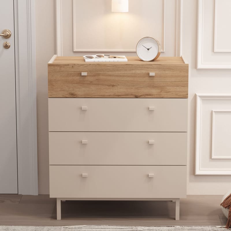 Kommode Hanah Home Luke (80 x 93,1 x 41,8 cm) Sand eik - Sand eik - Oppbevaring - Oppbevaringsmøbler - Kommode