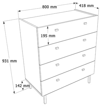 Kommode Hanah Home Luke (80 x 93,1 x 41,8 cm) Sand eik - Sand eik - Oppbevaring - Oppbevaringsmøbler - Kommode