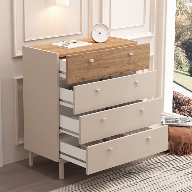Kommode Hanah Home Luke (80 x 93,1 x 41,8 cm) Sand eik - Sand eik - Oppbevaring - Oppbevaringsmøbler - Kommode