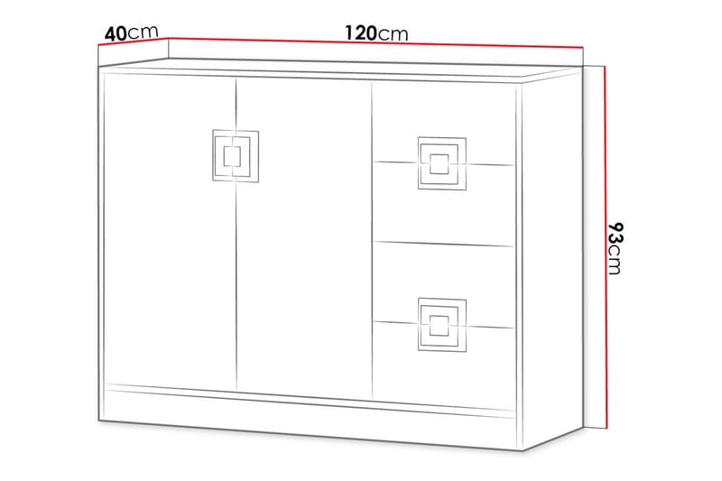 Kommode Hermanboda 120x40x93 cm - Beige / Hvit - Kommode