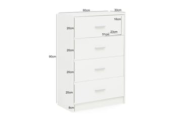 Kommode Kinjerski 60x30 cm - Hvit - Oppbevaring - Oppbevaringsmøbler - Kommode