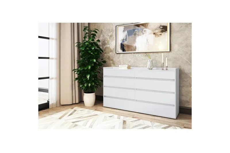Kommode Kosmo Hvit, 8 skuffer - Hvit, 8 skuffer - Oppbevaring - Oppbevaringsmøbler - Kommode